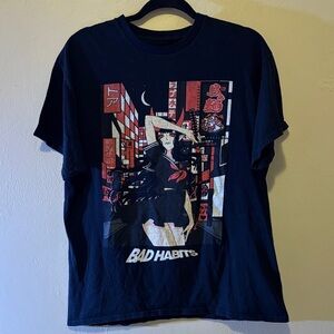 Bad Habit Anime Graphic Tee - Navy